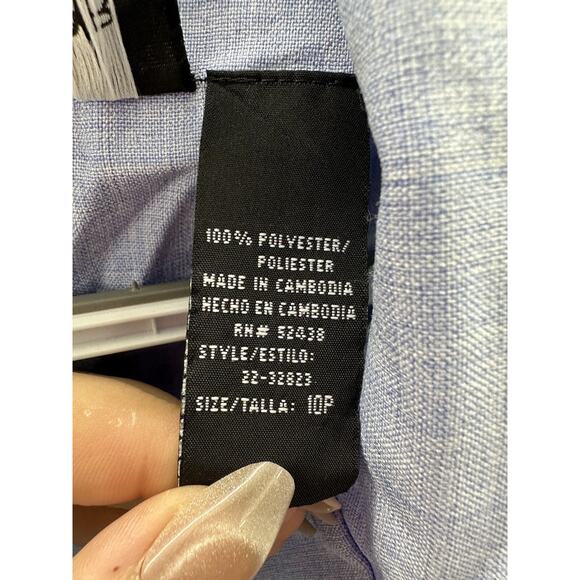 Womens Sag Harbor Blazer Size 10 Petite Blue Button Up Long Sleeve Collared - Picture 7 of 13